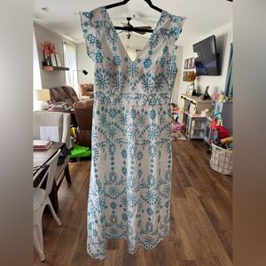 Lilly Pulitzer Blue and White Midi Dress